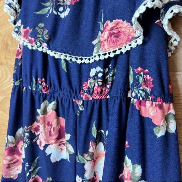 Riley & James Size Large Floral Sleeveless Romper w/Floating Collar with… - Picture 5 of 11